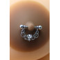 Paire de cache-tétons piercing barre demi-anneau faux diamant peau foncée