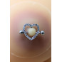 Paire de cache-tétons piercing barre coeur faux diamant peau claire