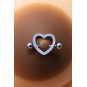 Paire de cache-tétons piercing barre coeur faux diamant peau foncée