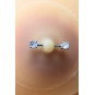 Paire de cache-tétons piercing barre faux diamant peau claire