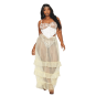 Bustier blanc avec armatures grande taille, en satin et dentelle florale