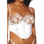 Bustier blanc avec armatures, en satin et dentelle florale