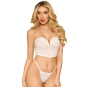 Bustier blanc avec perles et strass, bretelles transparentes amovibles