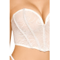 Bustier blanc avec perles et strass, bretelles transparentes amovibles