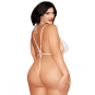 Ensemble 2 pièces grande taille, body dentelle blanc et chainettes bijou de corps perles blanches