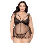 Babydoll grande taille noir et string assorti