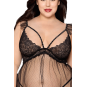 Babydoll grande taille noir et string assorti