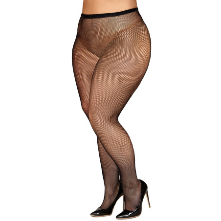 Collant résille grande taille fine maille noir