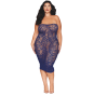 Ensemble 2 pièces grande taille top manches longues et robe bleu marine