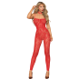 Bodystocking sans couture, fantaisie rouge avec chainettes amovibles