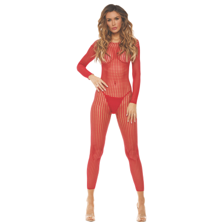 Bodystocking rouge ouvert à l'entrejambe