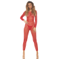 Bodystocking rouge ouvert à l'entrejambe