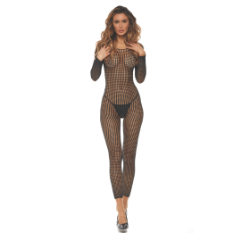 Bodystocking noir ouvert à l'entrejambe