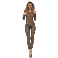 Bodystocking noir ouvert à l'entrejambe