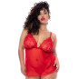 Nuisette courte grande taille rouge et string