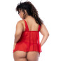 Nuisette courte grande taille rouge et string