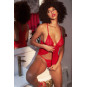 Nuisette courte rouge et string assorti