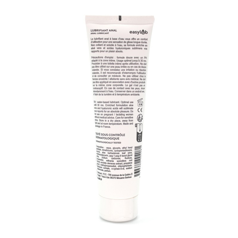 Lubrifiant anal à base d'eau 100 ml fabriqué en France