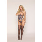 Bustier seins nus avec porte jarretelles et string bleu