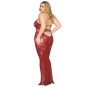 Nuisette longue grande taille en résille rouge