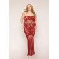 Nuisette longue grande taille en résille rouge