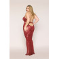 Nuisette longue grande taille en résille rouge