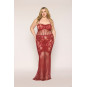 Nuisette longue grande taille en résille rouge