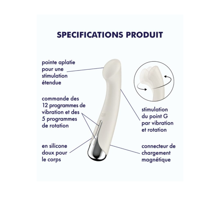 Vibromasseur point G tête rotative blanc USB Spinning g-spot 1 Satisfyer