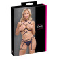 Ensemble 3 pièces soutien-gorge harnais, porte-jarretelles et string