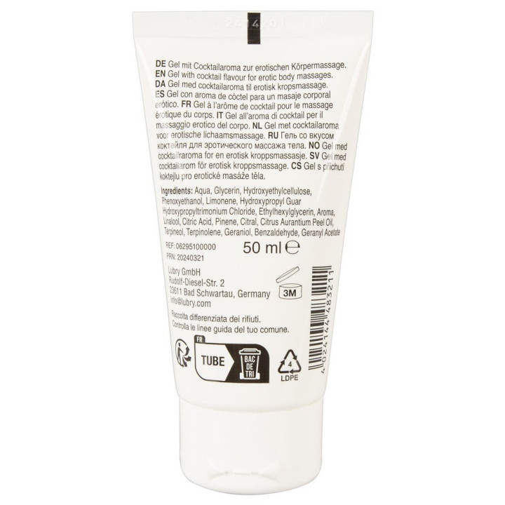 Lubrifiant et gel de massage végétalien comestible sex on the beach goût fruité  50ml