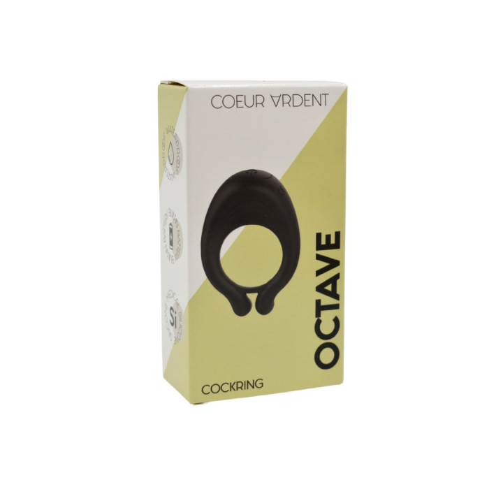 OCTAVE, Cockring Noir dans un silicone médical doux avec 1 mode de vibration
