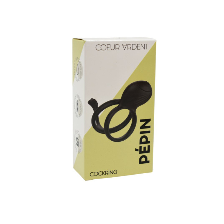PEPIN, Cockring à double anneaux dans un silicone médical doux avec 1 mode de vibration