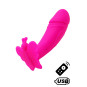 BUTTERFLY, Mini Vibromasseur avec stimulateur clitoridien Papillon rose USB, avec télécommande