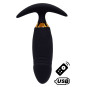 PEACH, Plug Vibrant noir long USB avec télécommande, dans un silicone médical doux et lisse