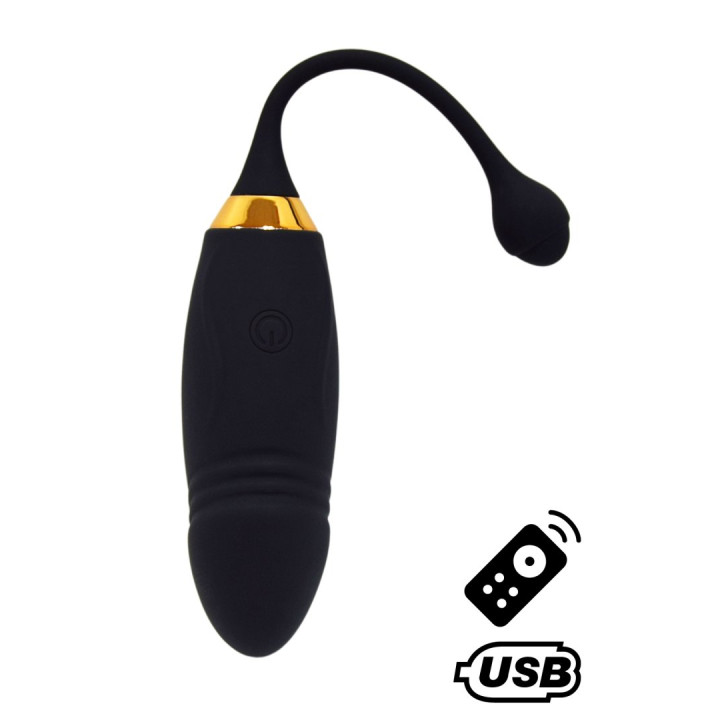 HAPPY, Un Œuf vibrant long USB avec télécommande, dans un silicone médical doux et lisse