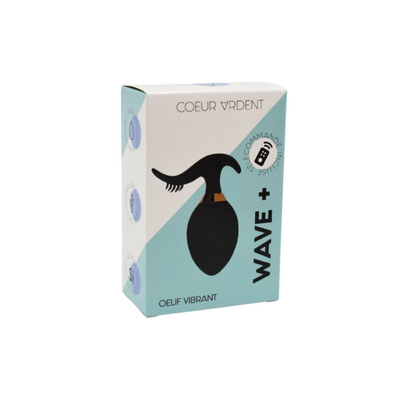 WAVE +, Un Œuf vibrant noir USB avec stimulation clitoridienne, doté d'une télécommande