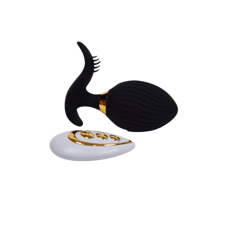 WAVE +, Un Œuf vibrant noir USB avec stimulation clitoridienne, doté d'une télécommande