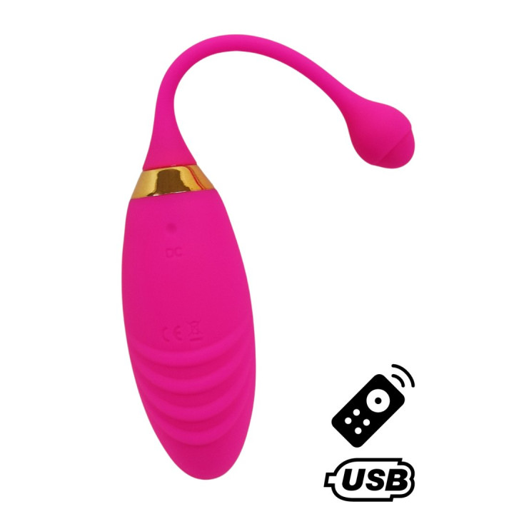 SUNDAY, Un Œuf vibrant USB avec télécommande, dans un silicone médical doux et rainuré