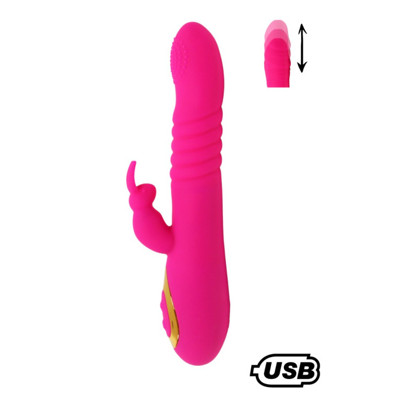 TWIST 2 Rose, Vibromasseur Rabbit "va-et-vient" USB en silicone médical, doté de 18 modes de stimulation