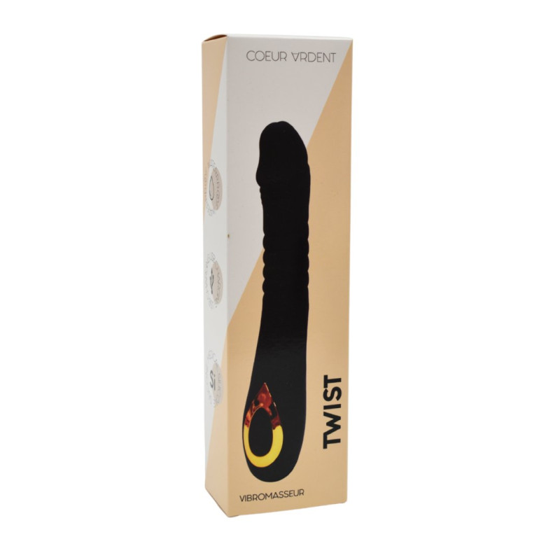 TWIST Noir, Vibromasseur "va-et-vient" USB en silicone médical, doté de 18 modes de stimulation