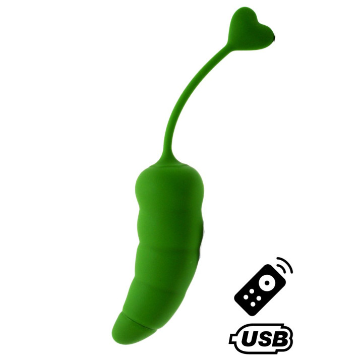 PIMENTO, Un Œuf vibrant avec télécommande, couleur et forme "Piment" en silicone médical