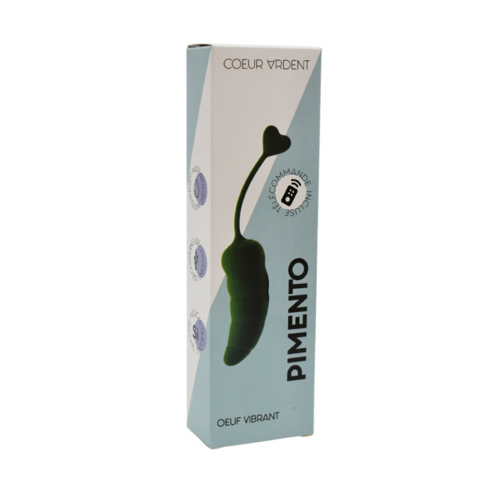 PIMENTO, Un Œuf vibrant avec télécommande, couleur et forme "Piment" en silicone médical