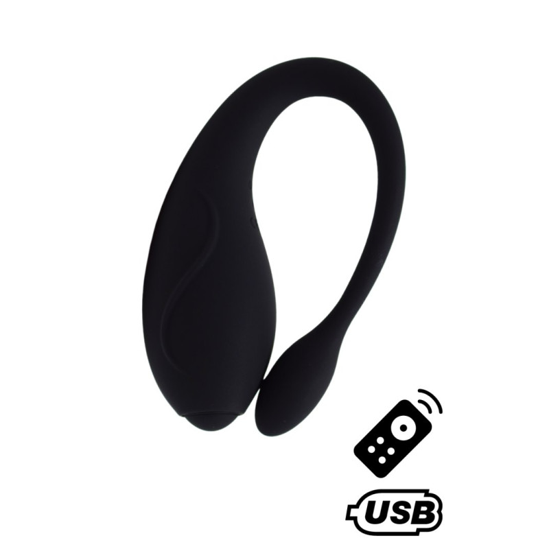 TANDEM Noir, stimulateur pour couple USB avec télécommande en silicone médical
