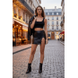 Jupe courte noire Elena fendue sur le côté