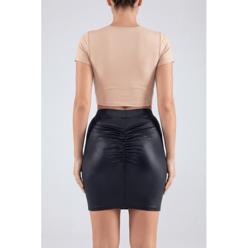 Jupe courte noire Kyra avec zip fonctionnel sur le côté
