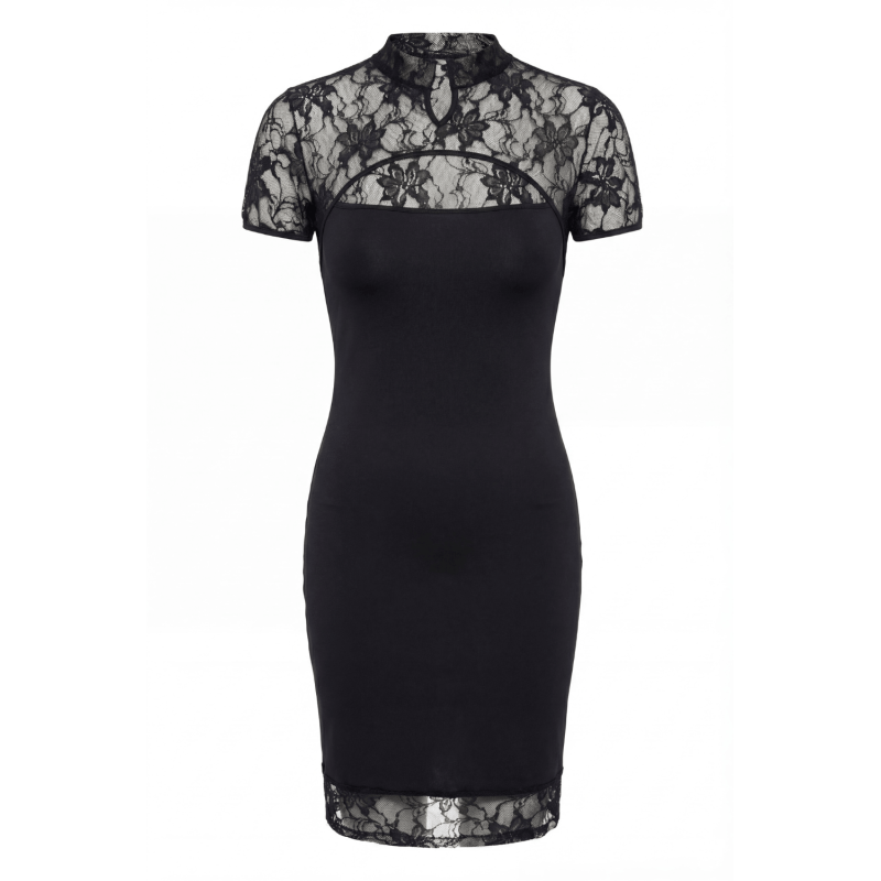 Robe courte col dentelle Athéna