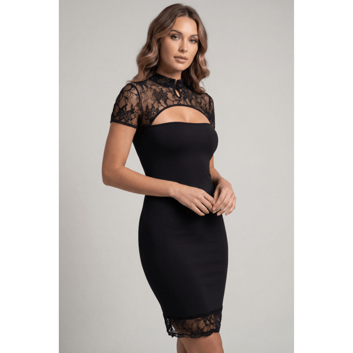 Robe courte col dentelle Athéna