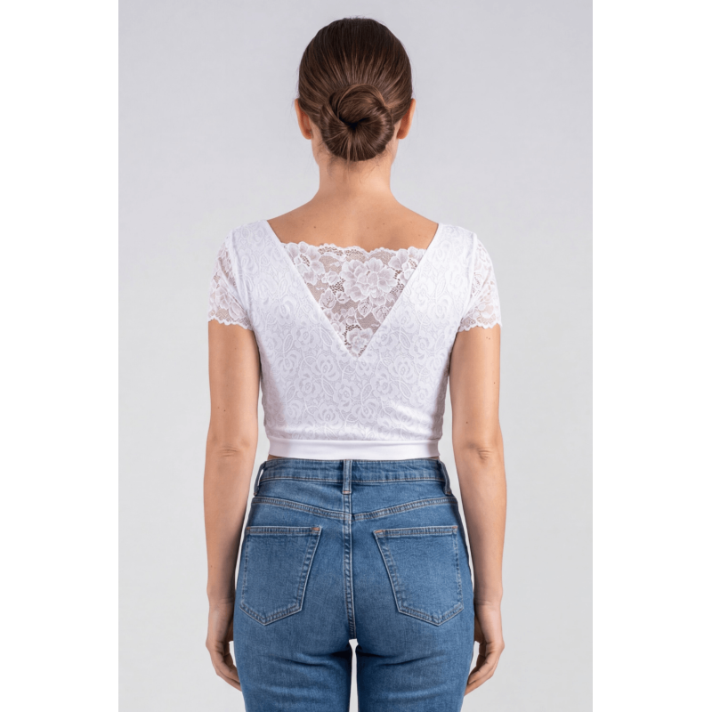 Top sexy court blanc bi matière réversible