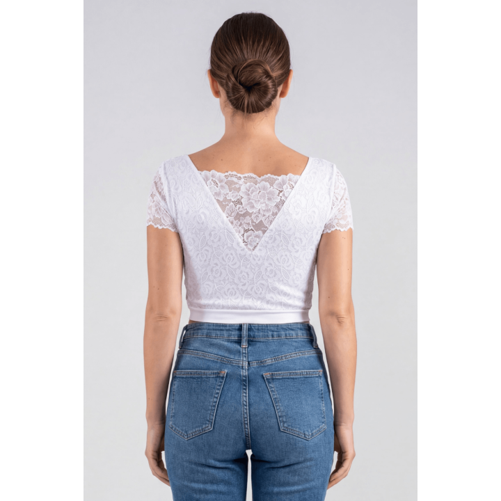 Top sexy court blanc bi matière réversible