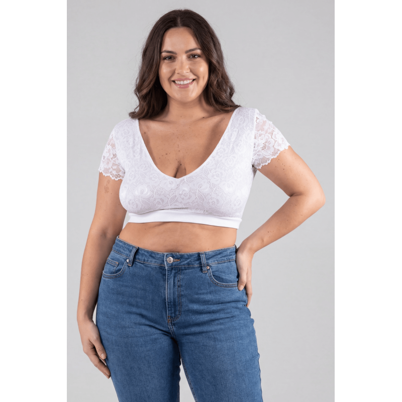 Top sexy court blanc bi matière réversible